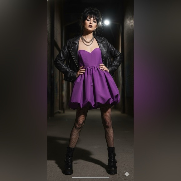 NWOT Zara Vibrant Purple Strapless Voluminous mini Dress - Picture 5 of 16